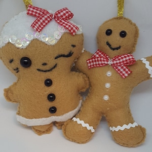 Gingerbread Man Ornaments, Felt Ornaments Christmas