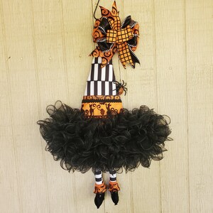 Witches Hat Wreath with Legs,  Witch Wreath, Quality Witch Hat Door Hanger,  Witches Hat Wreath