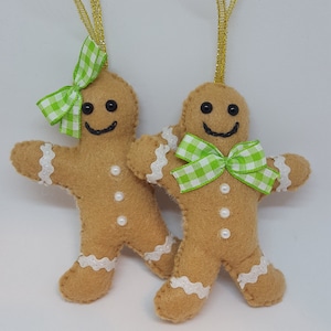 Gingerbread Man Ornaments, Felt Ornaments Christmas