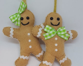 Gingerbread Man Ornaments, Felt Ornaments Christmas