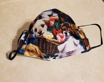 Reuseable Cloth Mask, MADE IN USA Reusable Cotton Face Mask, Washable Face Mask- Dog Print Face Mask