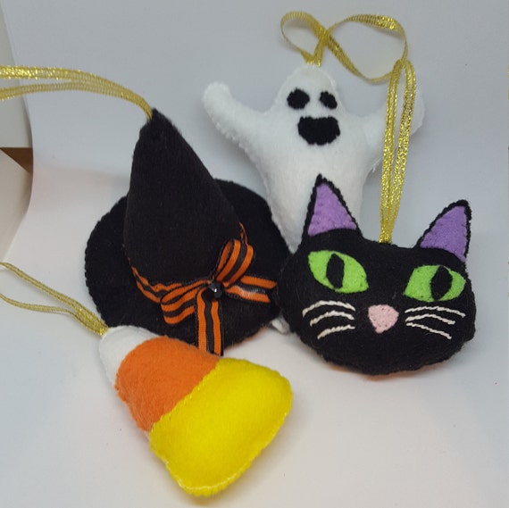 Halloween Ornaments Felt Ornaments Etsy
