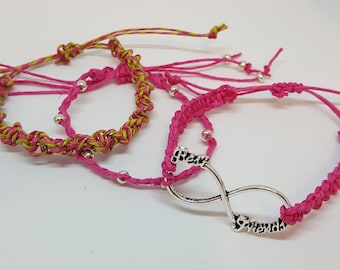 Bracelets d’amitié en macramé, Bracelets réglables