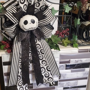 Christmas/Halloween Tree Topper Bow, NBC themed Tree topper, Santa Jack Tree Topper