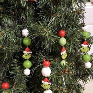 Mean One Tree Ornaments, grüne Monster Ornamente, (6er Set) Lime Grün und rote Ornamente