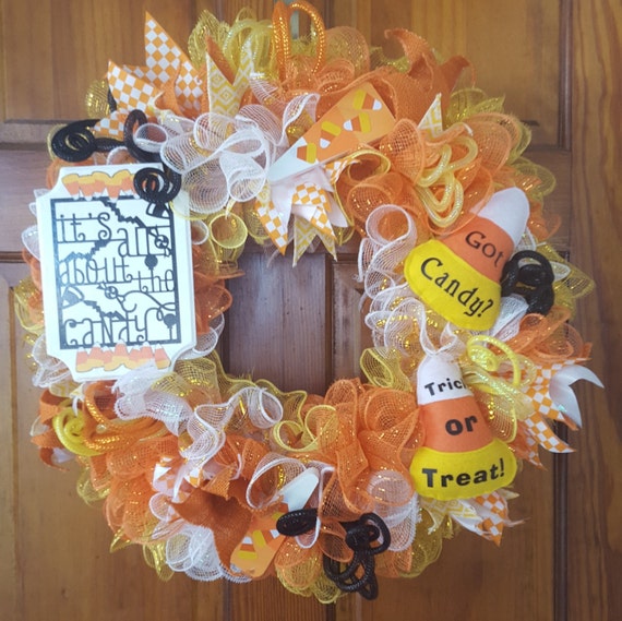 Candy Corn Halloween Wreath Bow