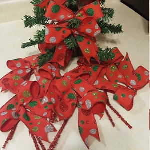 Christmas Tree Bows ( Set of 10 Bows ) Red bows