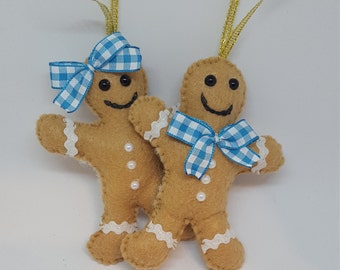 Gingerbread Man Ornaments, Felt Ornaments Christmas