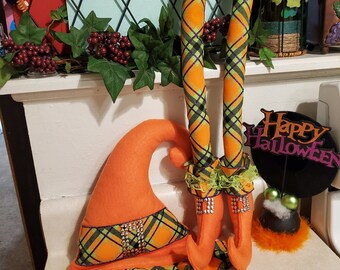 Halloween-Kranz Mit Hexenhut & Beinen – Schwarzer Dekokranz Für Tür & Wohnung, 61 Cm