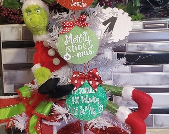 Whoville Christmas Ornaments: Green Monster Glitter Acrylic Baubles, Set of 3