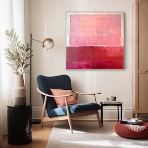 Large Abstract Mark Rothko Style Wall Art Framed Canvas Print Red Blush Pink Painting