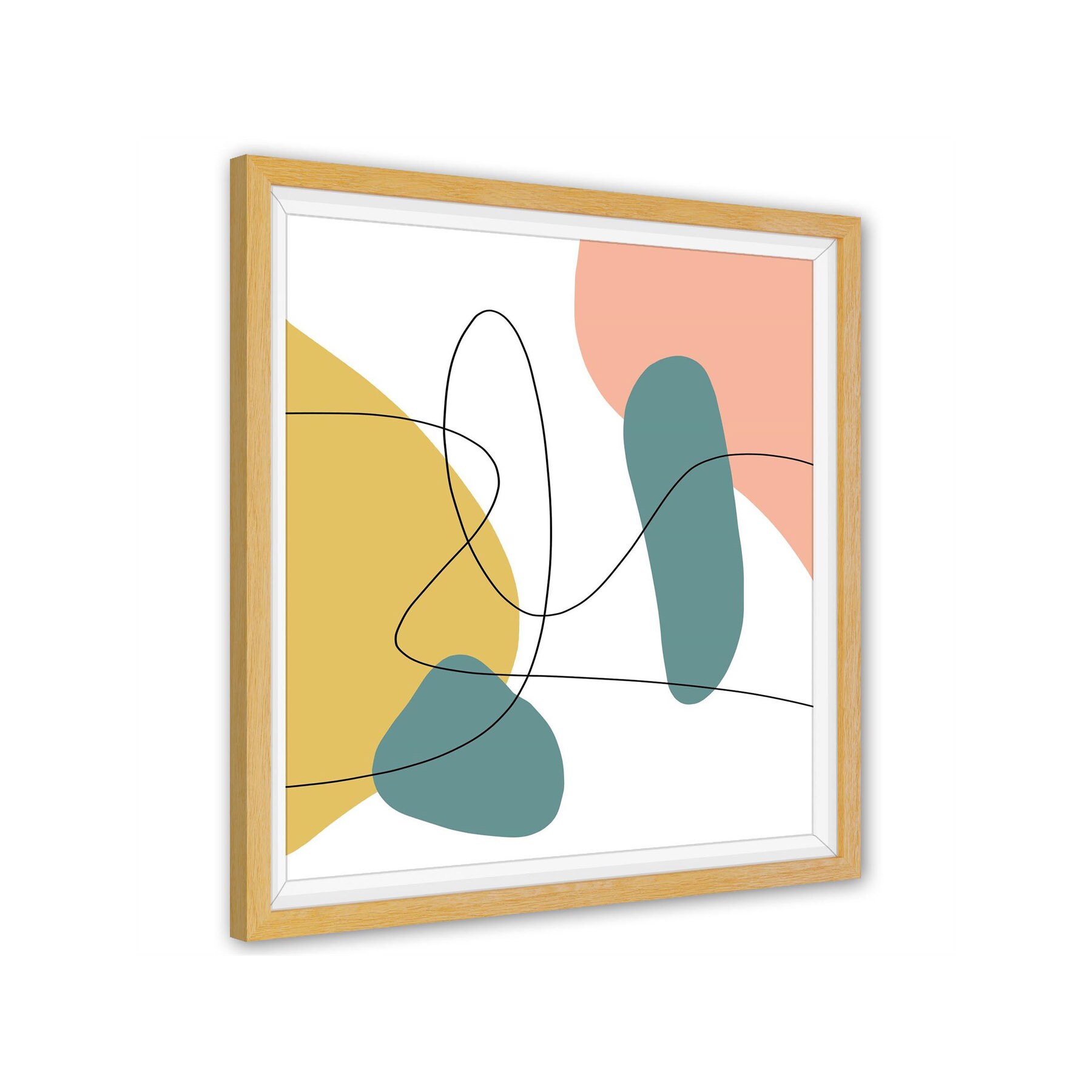 Abstract Yellow Teal Illustration Framed Wall Art Print Etsy UK