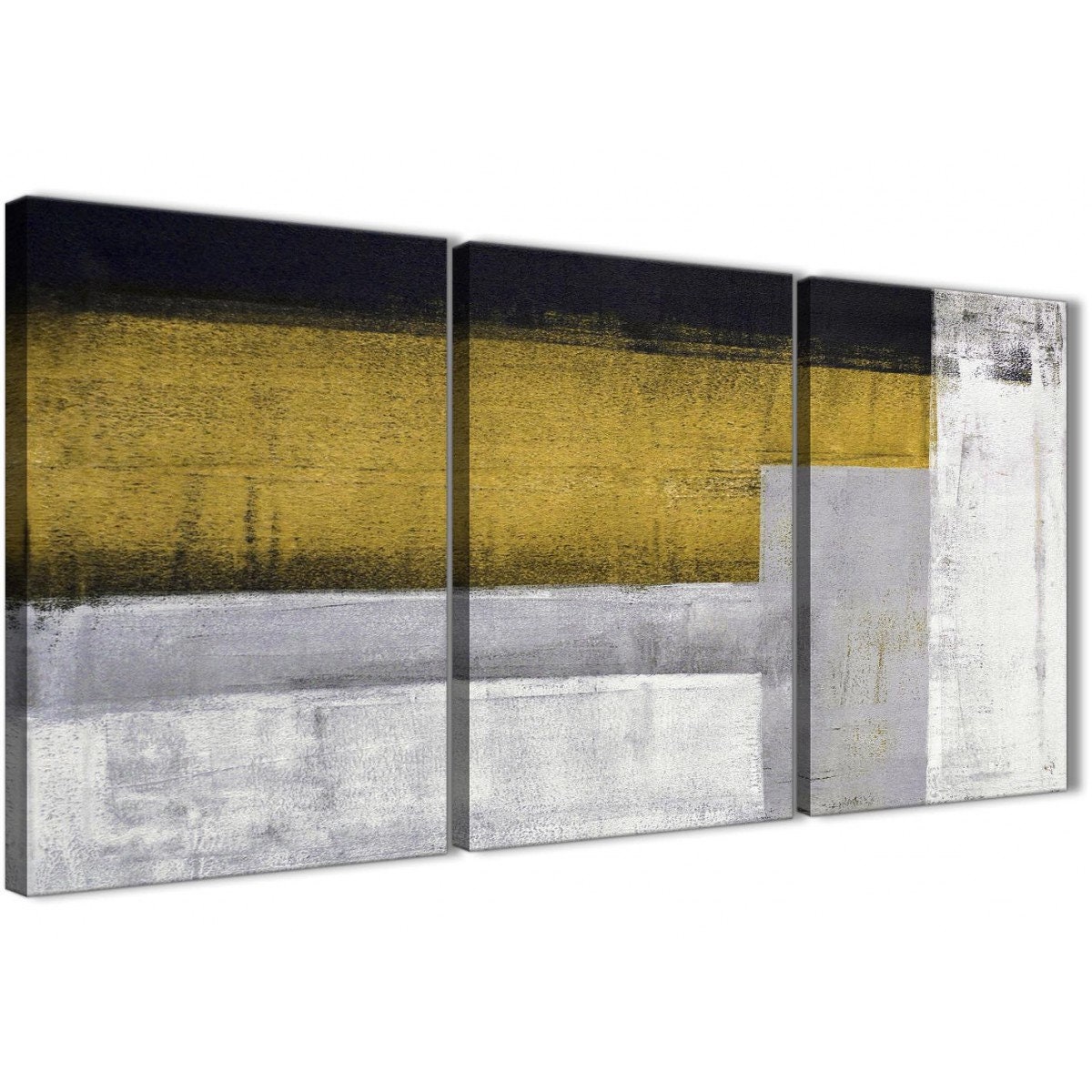 Mustard Yellow Grey Abstract Canvas Wall Art Painting Etsy