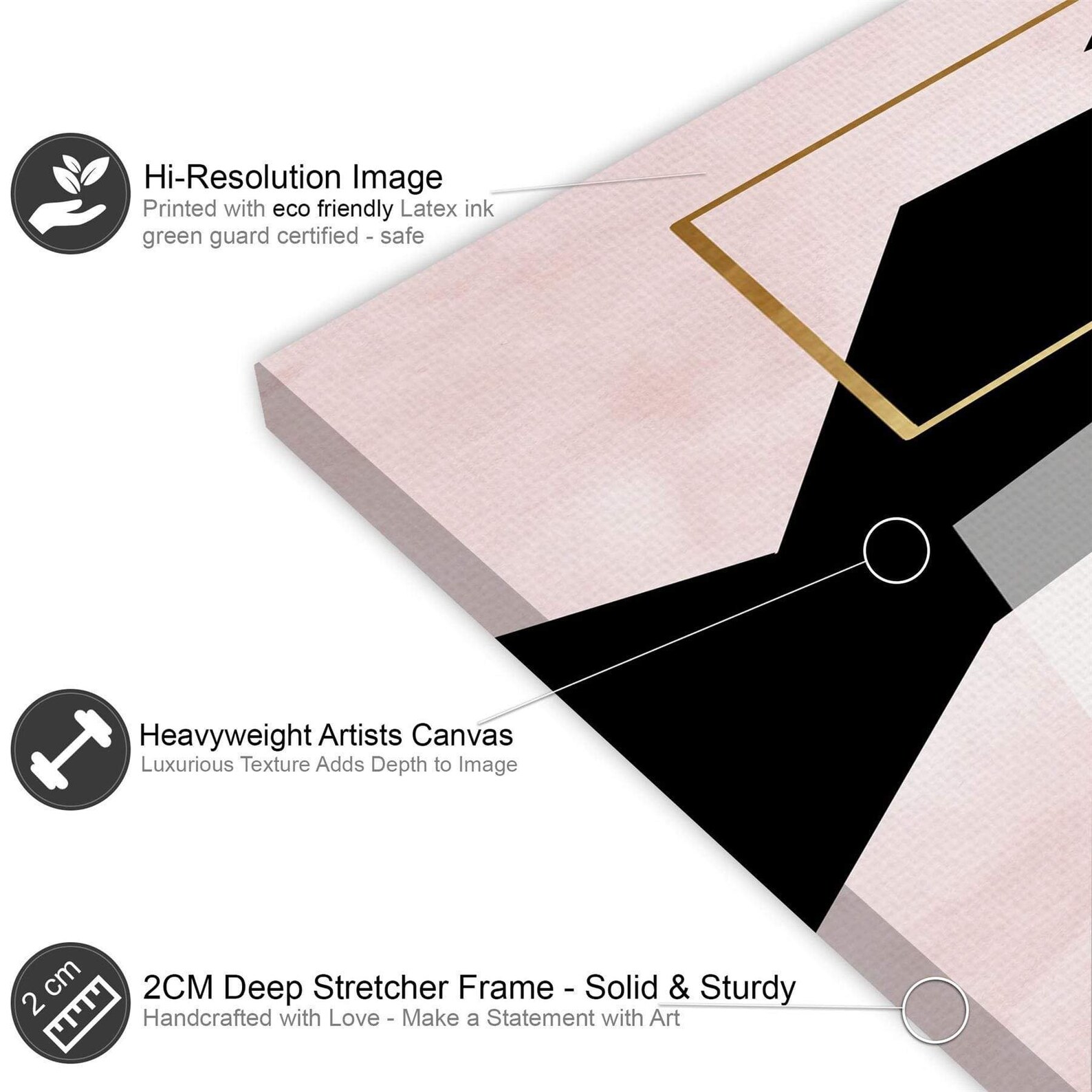 Abstract Canvas Wall Art Print Pink Black Etsy