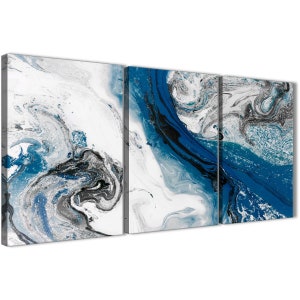Abstract Blue and Grey Swirl Living Room Canvas Wall Art - Etsy UK
