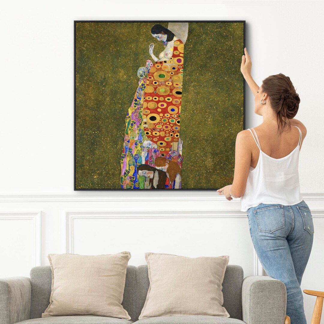 Large Colourful Gustav Klimt Wall Art Framed Canvas Print of Hope II ...