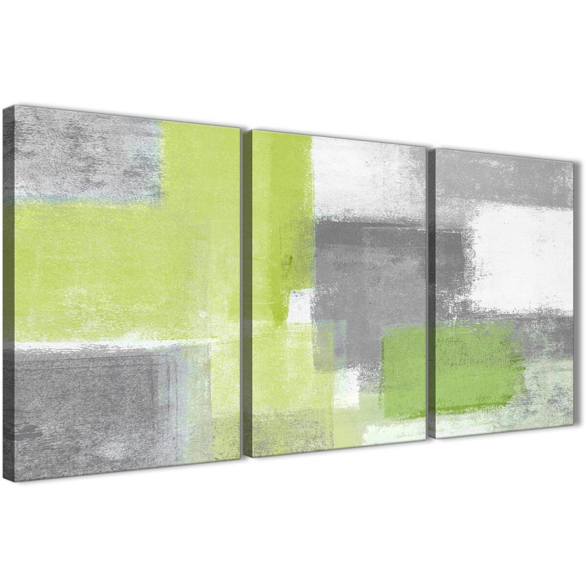 Lime Green and Grey Abstract Canvas Wall Art Print Etsy