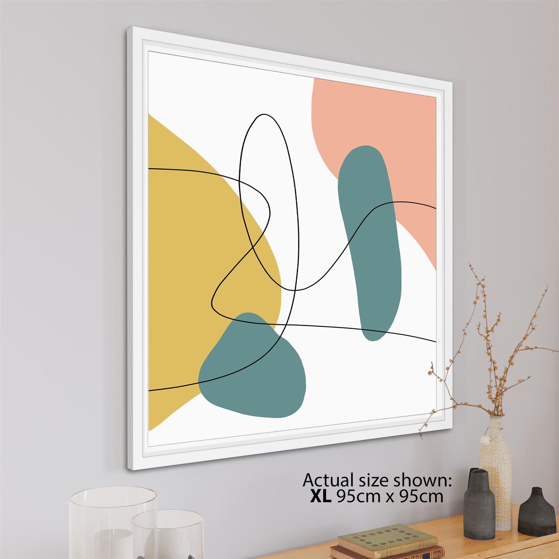 Abstract Yellow Teal Illustration Framed Wall Art Print | Etsy