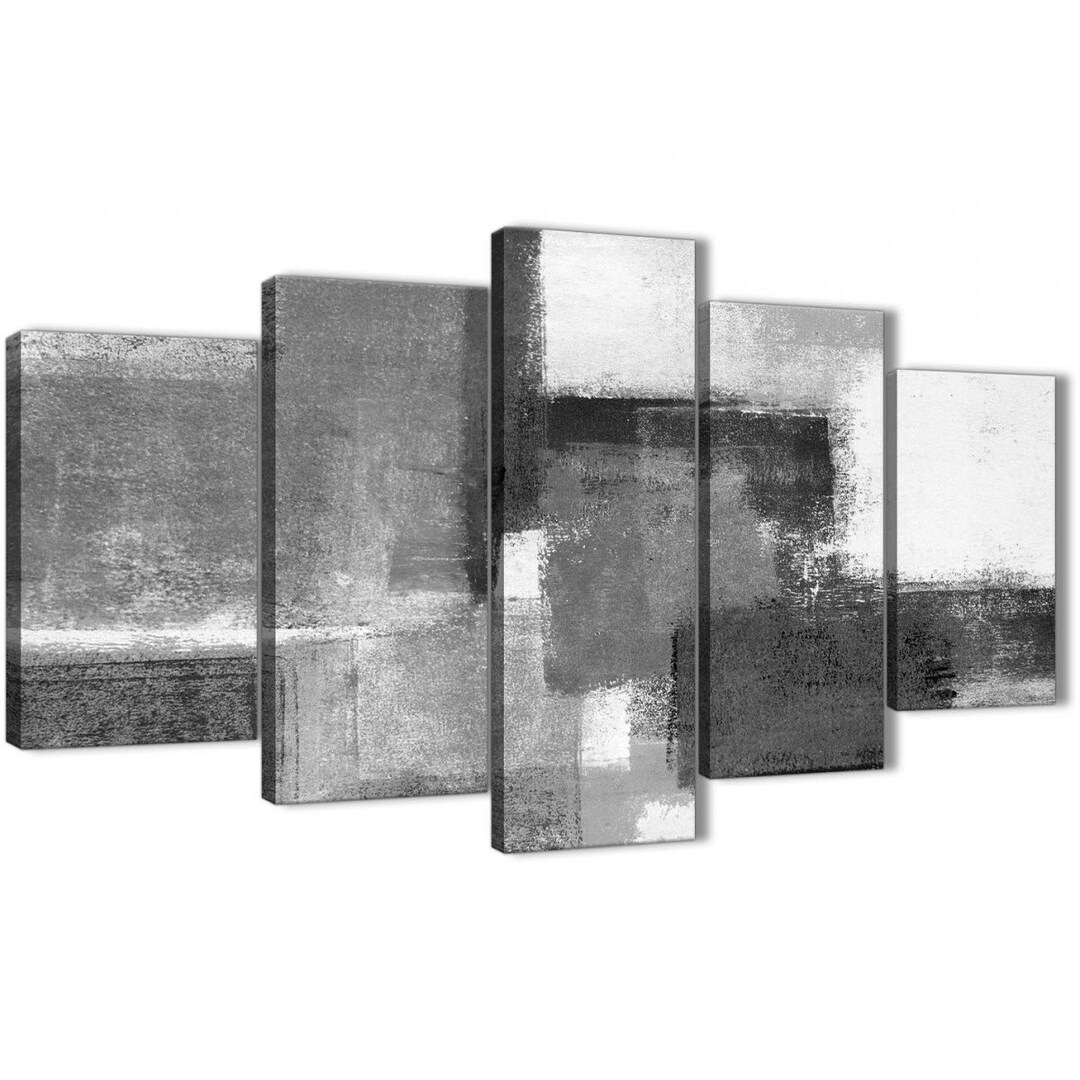 Abstract Modern Canvas Wall Art Picture Print Black White Grey Etsy UK