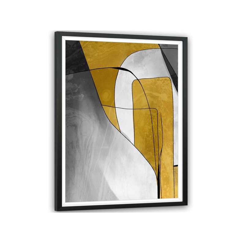 Abstract Mustard Yellow Grey Artwork Framed Wall Art Picture Etsy UK