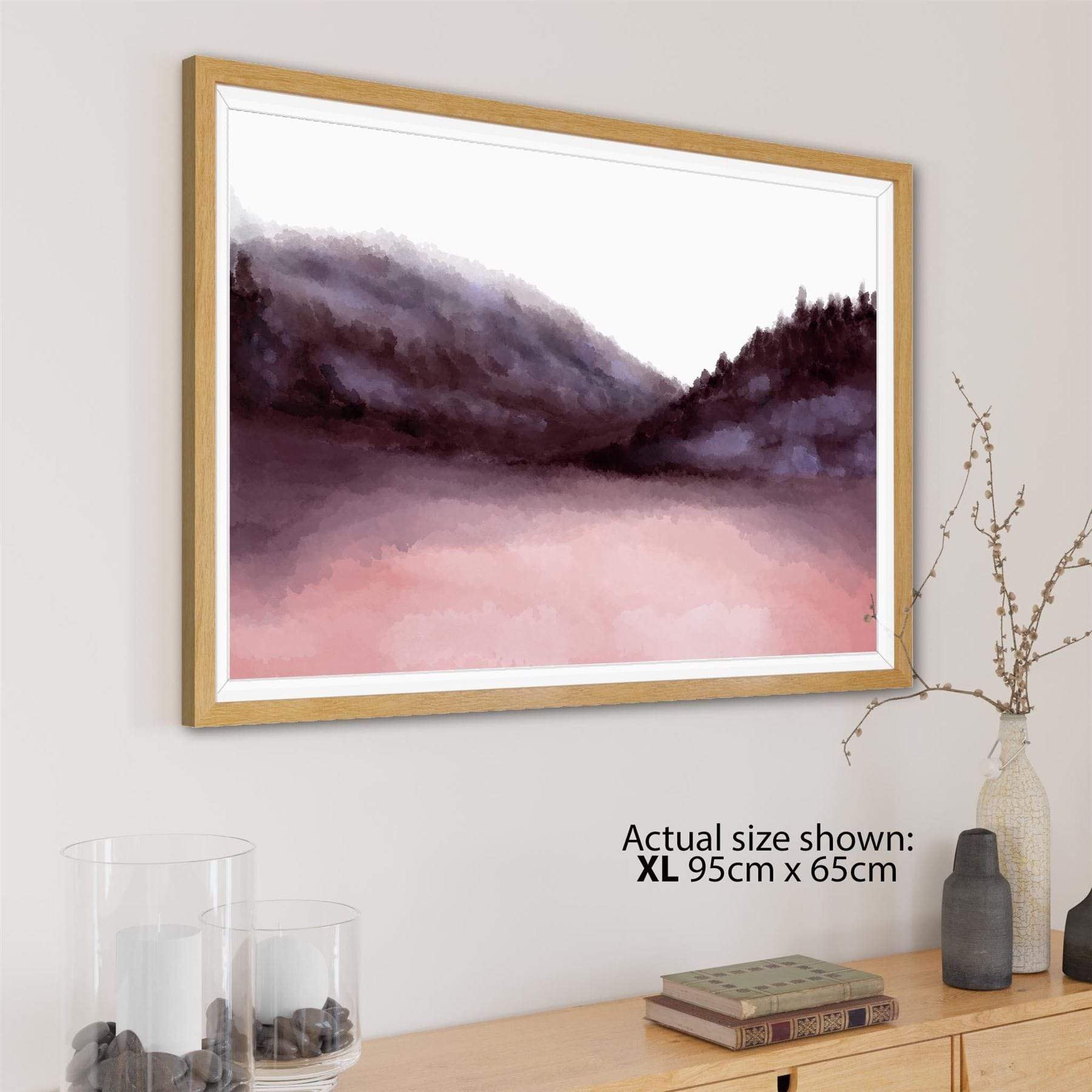 Landscape Framed Wall Art Print Pink Watercolour Mountains and - Etsy UK