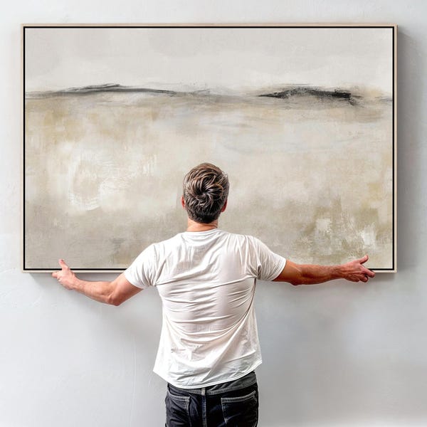 Lienzos con marco neutro para pared, impresiones artísticas para sala de estar - Beige - 2084