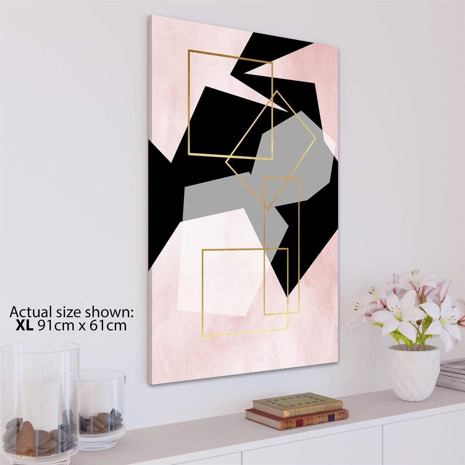 Abstract Canvas Wall Art Print Pink Black Etsy