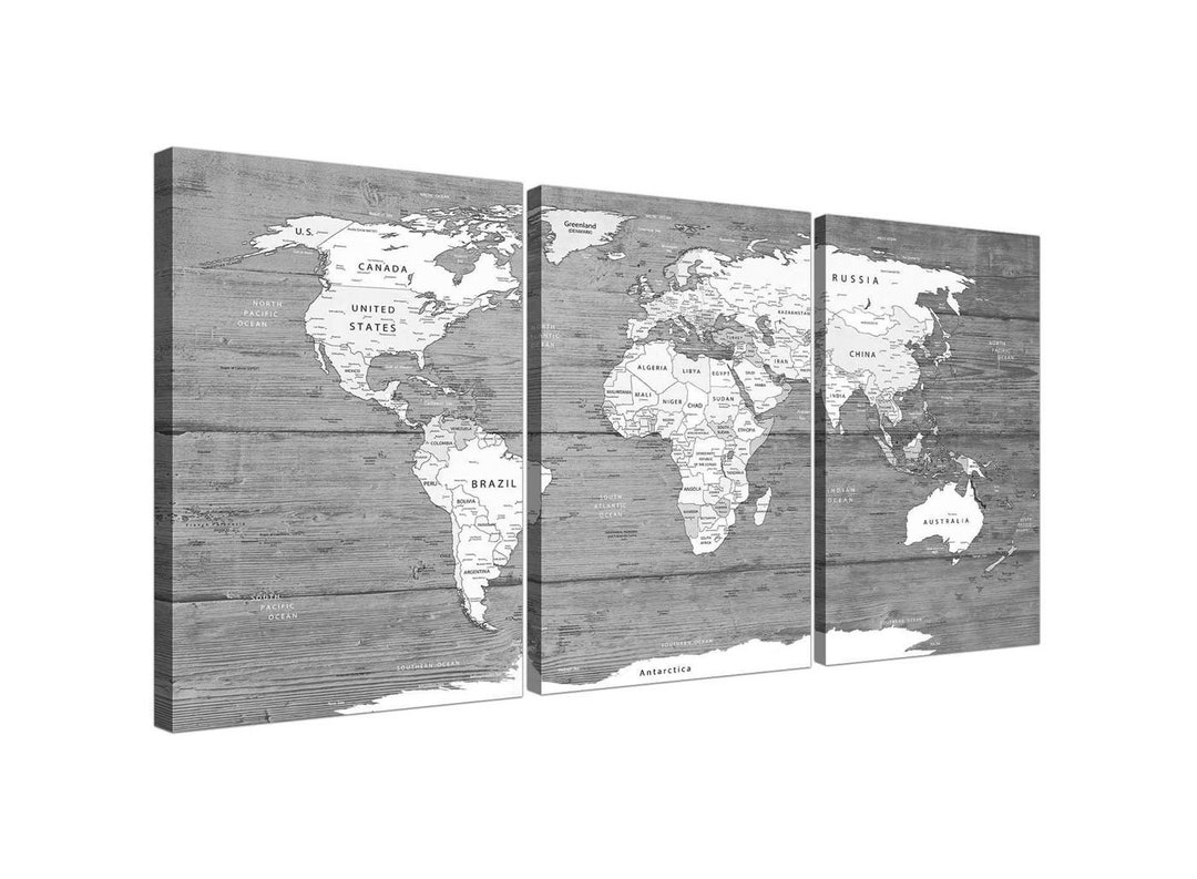Black White Map of World Atlas - Etsy UK