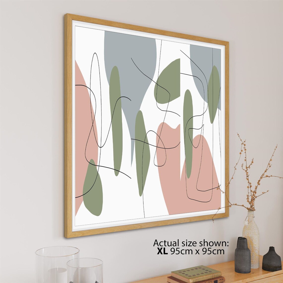 Abstract Pink Green Watercolour Framed Wall Art Print Etsy