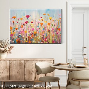 Large Bright Colourful Framed Wall Art for Living Room Floral Canvas ...