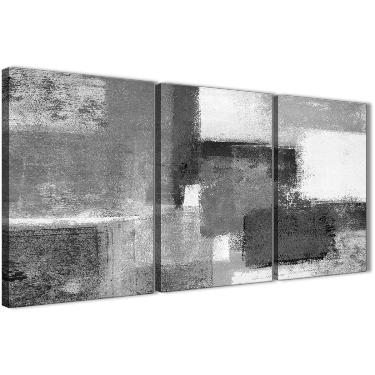 Abstract Modern Canvas Wall Art Picture Print Black White Grey Etsy UK