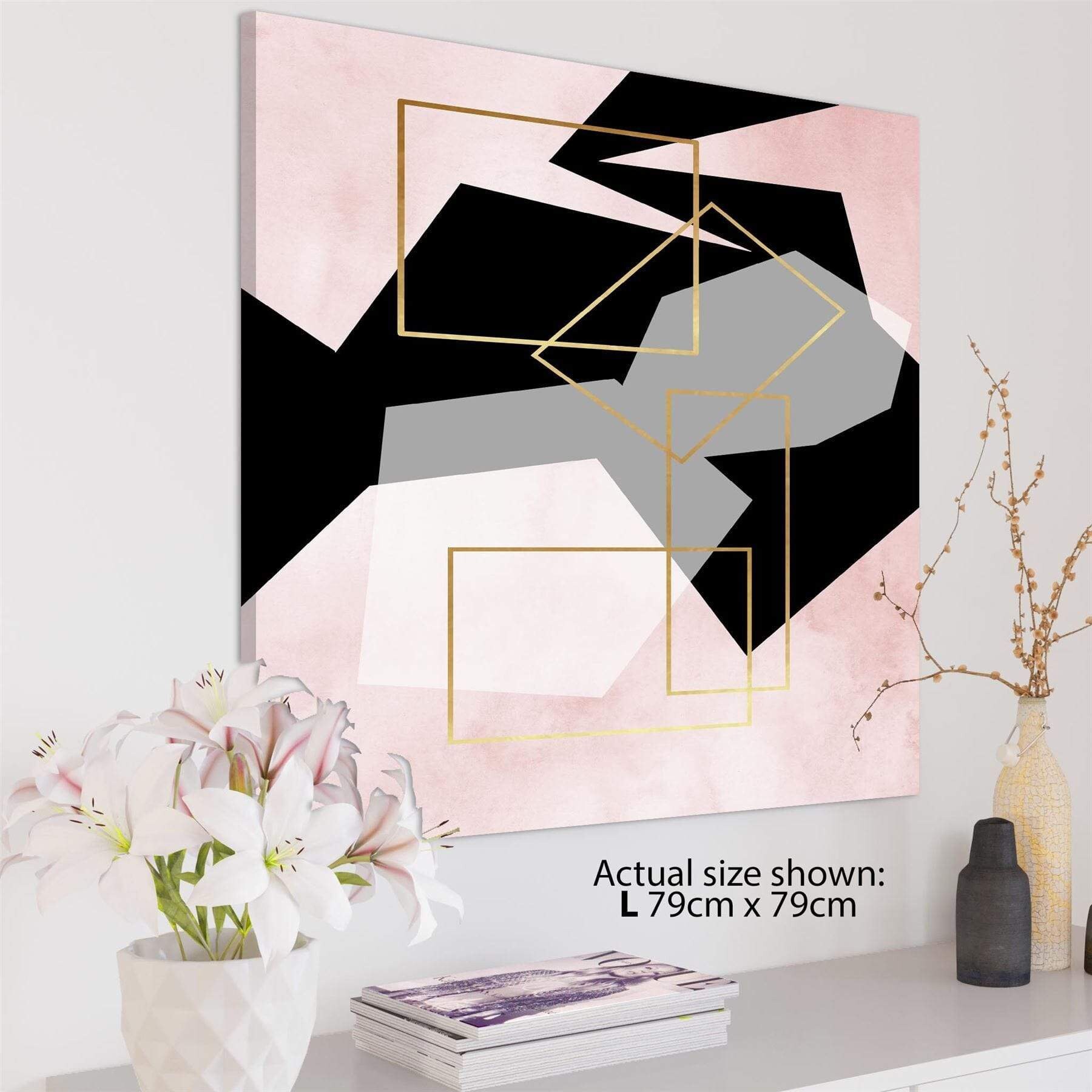 Abstract Canvas Wall Art Print Pink Black Etsy