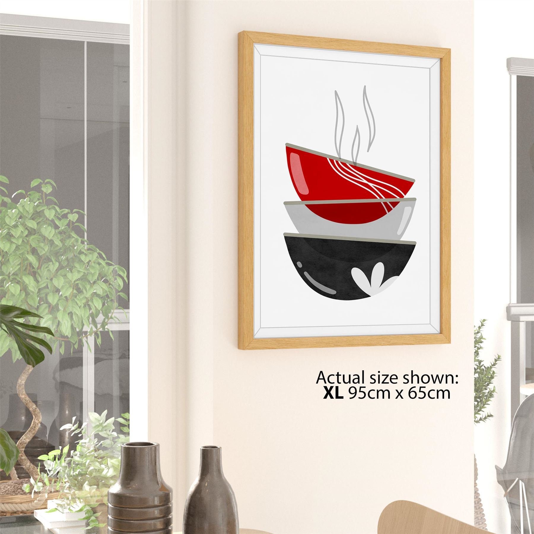 Kitchen Framed Wall Art Picture Coffee Cups Red Grey Etsy UK