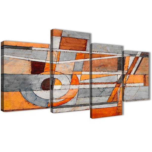 Abstract Burnt Orange Elegant Painting Stretched Canvas Picture Wall Art