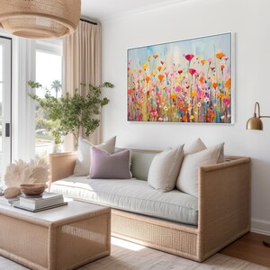 Large Bright Colourful Framed Wall Art for Living Room Floral Canvas ...