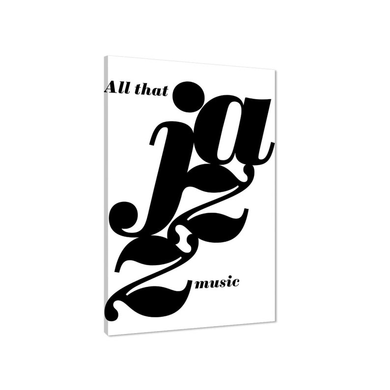 Jazz All That Jazz Word Art Typography Canvas Print Black Etsy UK