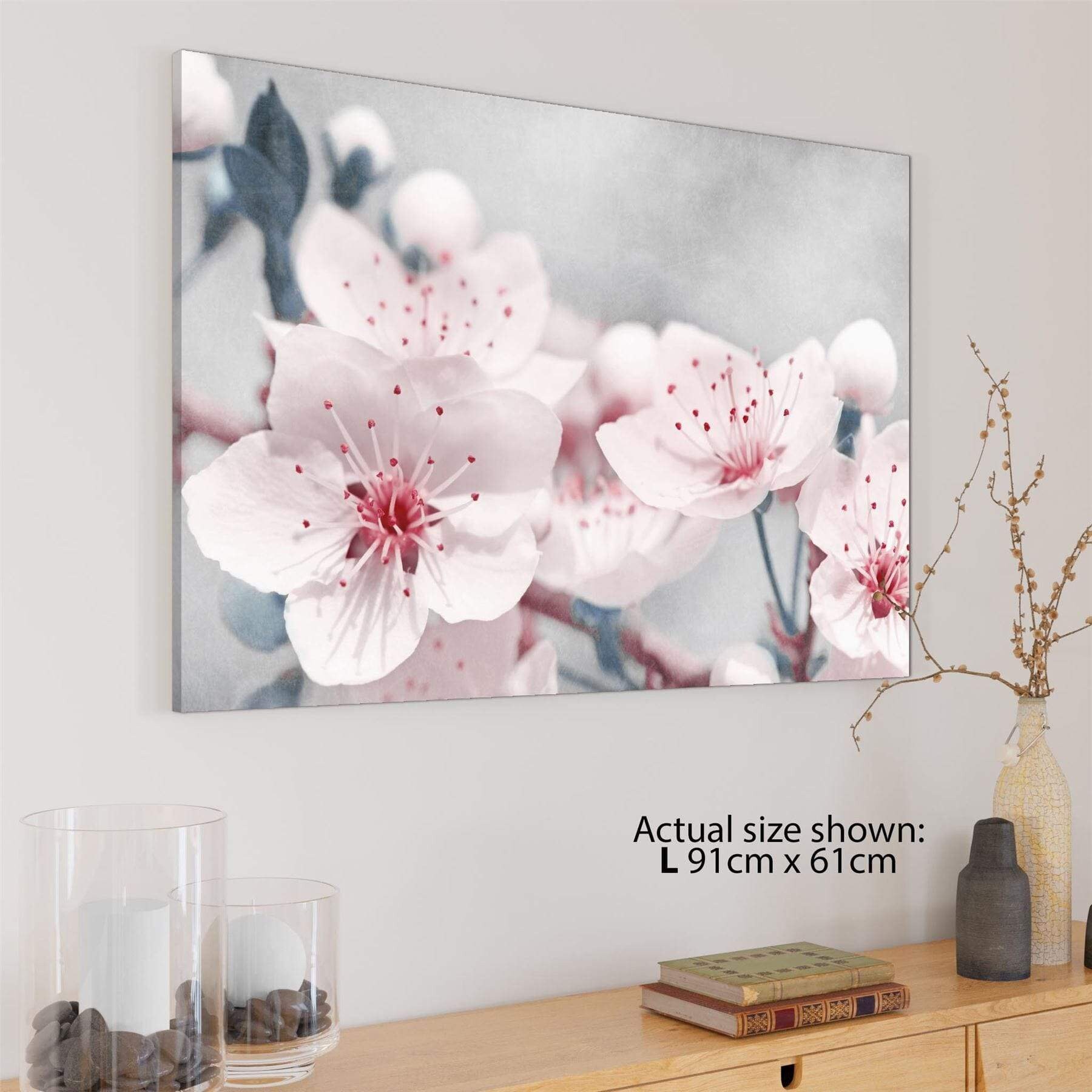 Pink Blue Flowers Floral Canvas Wall Art Print Etsy UK