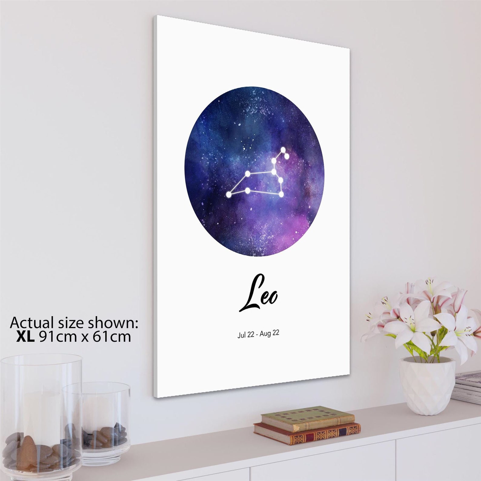 Astrology Zodiac Sign Leo Canvas Wall Art Print Blue Etsy UK