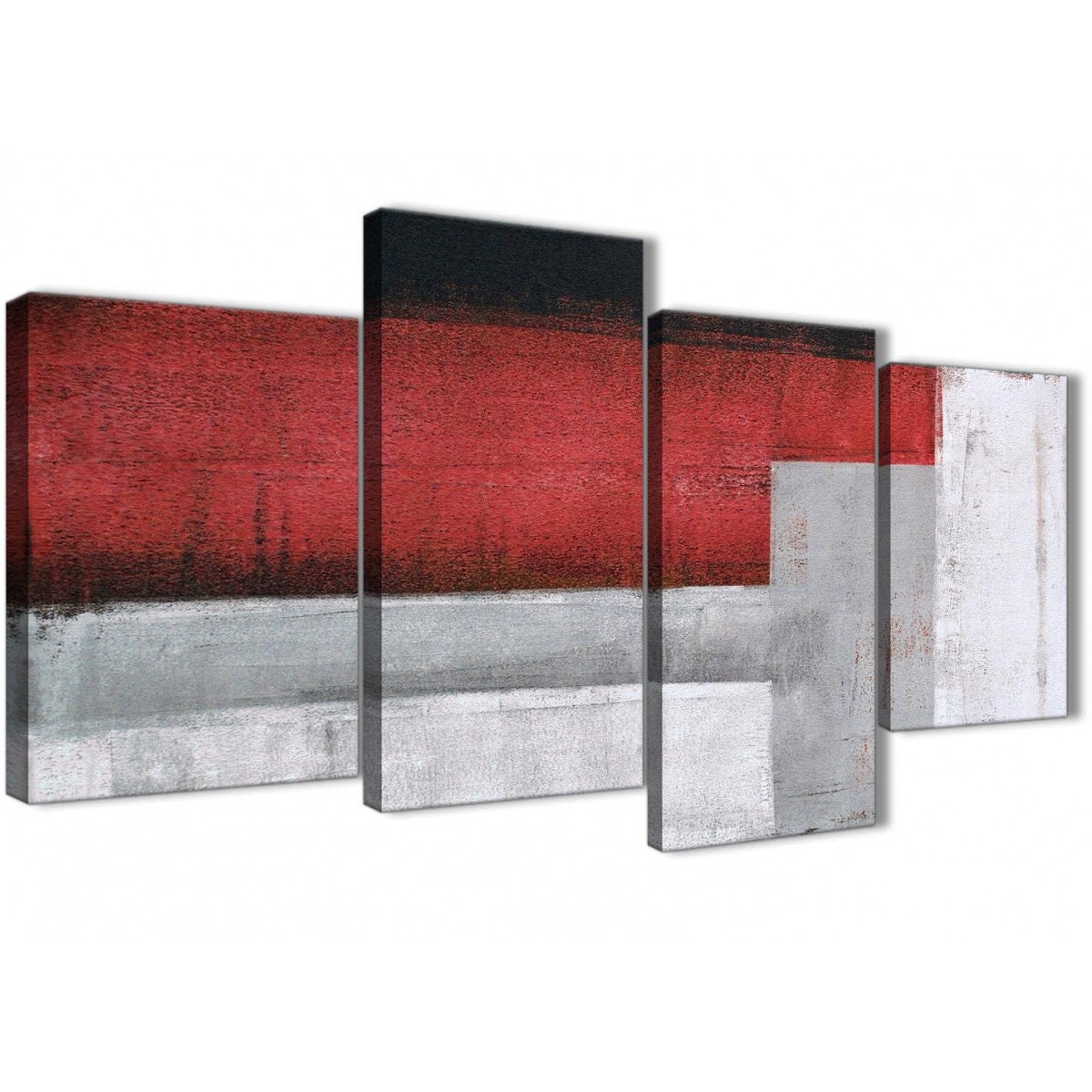 Red and Grey Abstract Canvas Wall Art Print Etsy