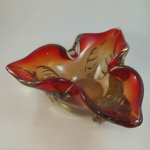 Handmade Vintage Glass Ashtray, Unique Ashtray, Red Glass Ashtray, Table Decor, Patio Decor, Fancy Ashtray, Collectible Ashtray, Decor