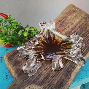 Handmade Vintage Glass Ashtray, Unique Ashtray, Red Glass Ashtray, Table Decor, Patio Decor, Fancy Ashtray, Collectible Ashtray, Decor