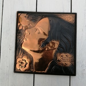 Picture on metal, Picture on a copper plate, Brass stamping panel, Stamping Wall 3D wall art picture, Handwork, Folk art, Hanging metal art