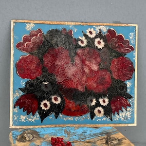 Vetrata d&#39;epoca, Pittura su vetro antica, Vetro dipinto, Decorazione murale, Popolare ucraino, Tradizionale, Pittura su vetro, Fatto a mano