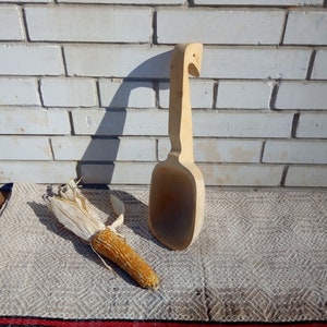 Vintage houten lepel, handgemaakte lepel, unieke lepel, grote lepel, primitieve lepel, cadeau voor verzamelaars, keuken decor, landhuis, volkskunst