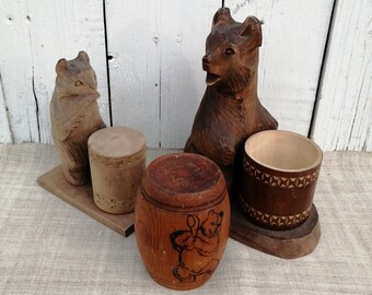 Wooden barrel, Vintage barrel, Carved wood, Handmade carved art, 3D woodcarving picture, Wall decor, Crafts from wood, Bear with a barrel