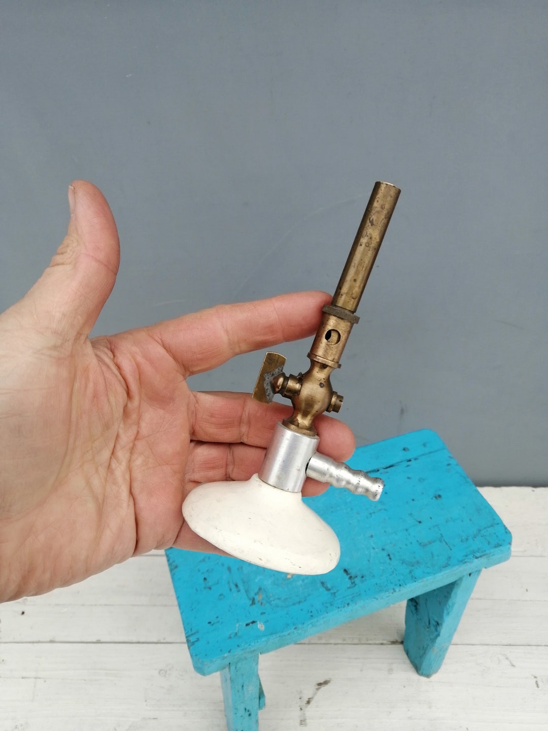 Antique Gas Burner for Chemistry Study, Antique Lab Gas Burner, Table Top Gas Burner, Primitive