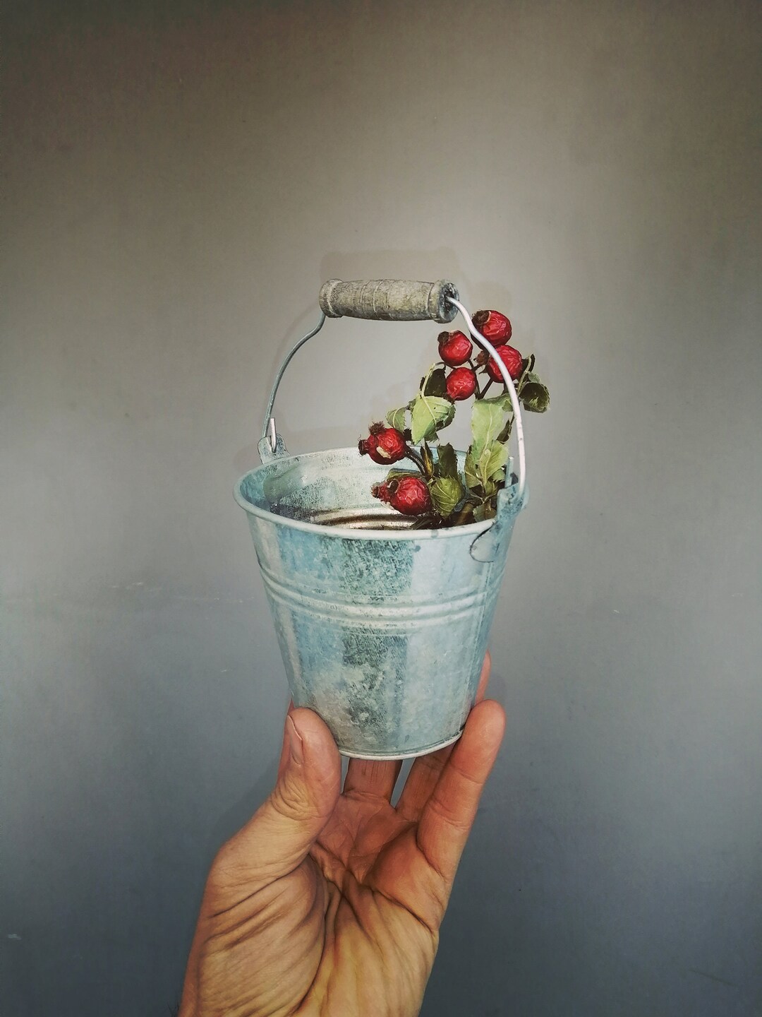 Small Metal Bucket With Wooden Handle Antique Baby Bucket Etsy