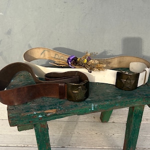 Two belts of a soldier of the USSR, a military belt of the USSR, a uniform belt for ceremonial and everyday use, a metal buckle with a star