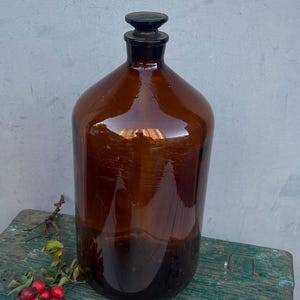 Vintage Pharmacy, Primitive Decor, Unique Vase, Collectible Bottle. Unique bottle, Brown bottle, Table decor, Antique pharmacy, Brown glass