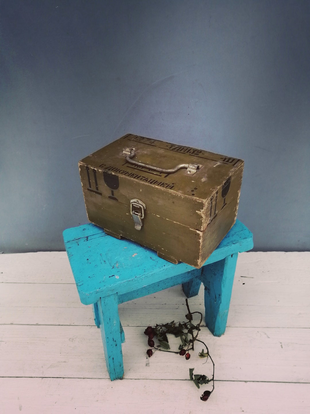 Vintage Wooden Box Antique Wooden Box With Metal Folding Etsy